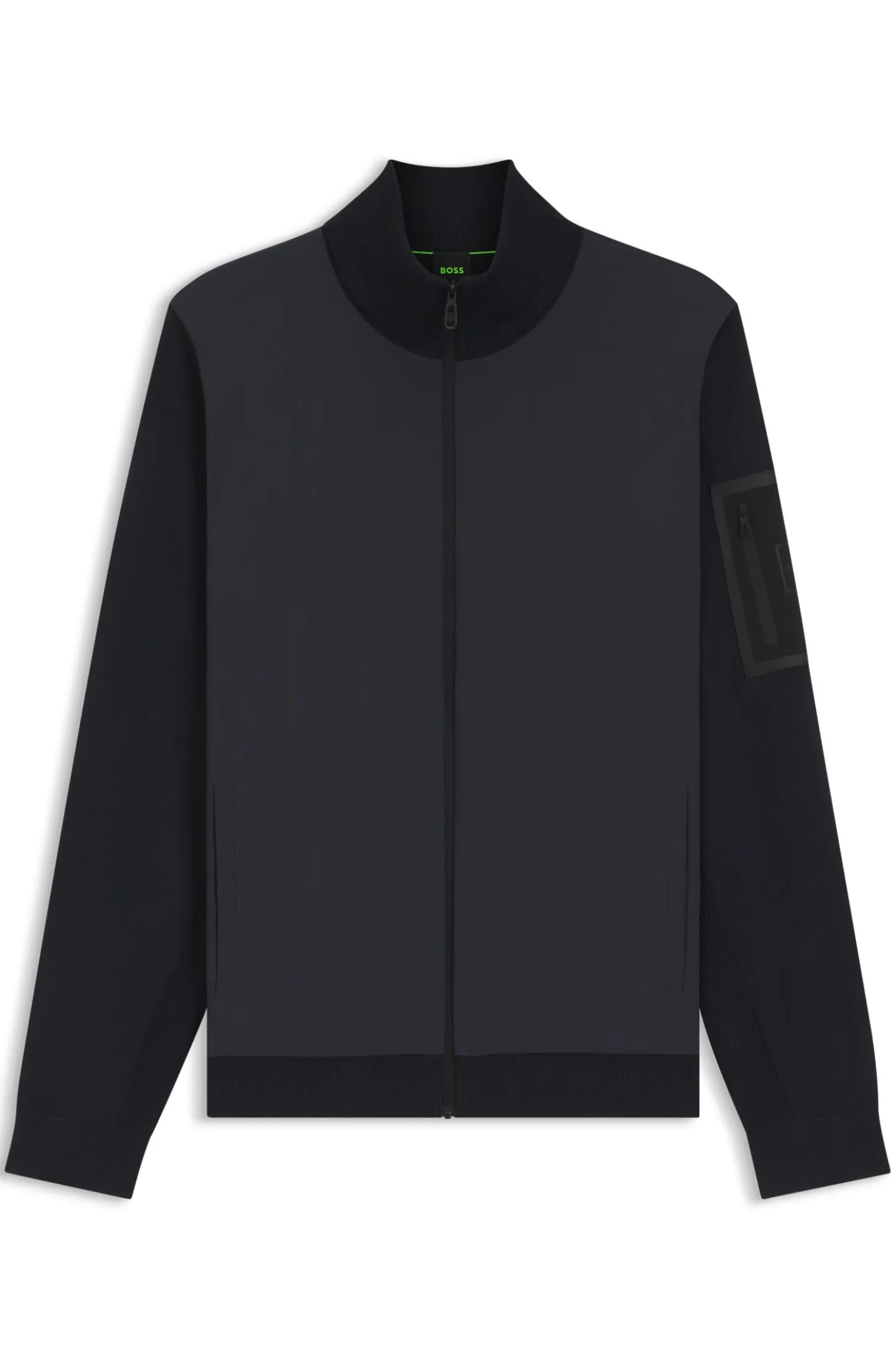 Hybrid-Jacke mit Strickärmeln und Strick hinten