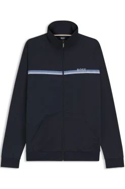 Jacke aus Baumwoll-Terry mit Streifen und Logo