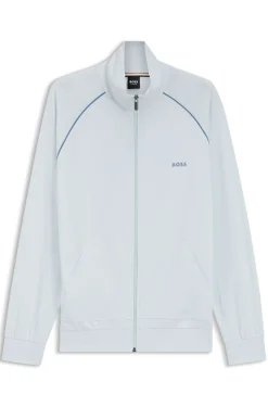 Jacke aus Stretch-Baumwolle mit Reißverschluss und Kontrast-Paspeln
