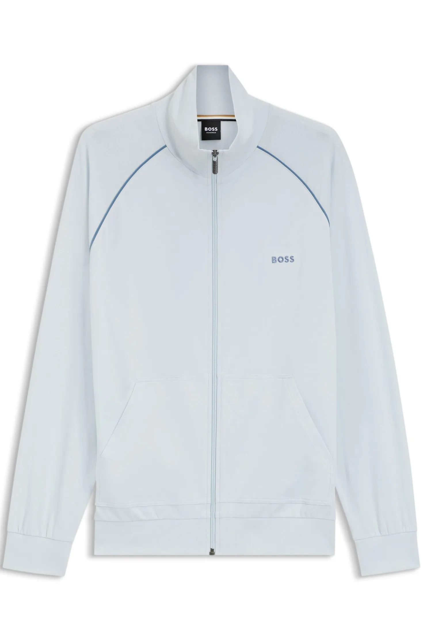 Jacke aus Stretch-Baumwolle mit Reißverschluss und Kontrast-Paspeln