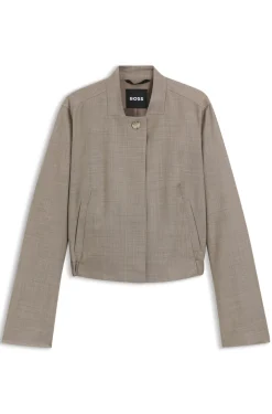 Jacke aus Stretch-Wolle mit Sharkskin-Webstruktur