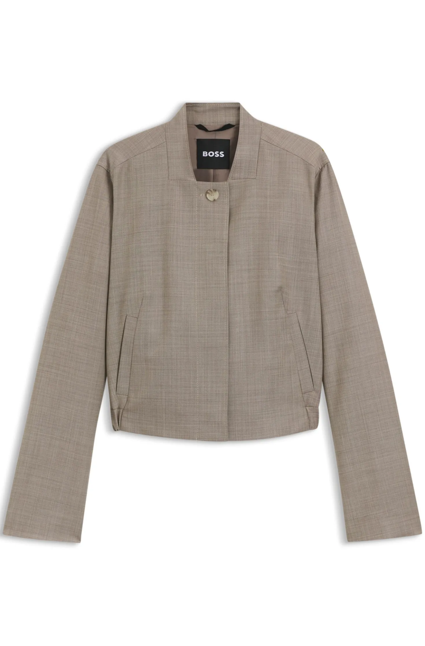 Jacke aus Stretch-Wolle mit Sharkskin-Webstruktur