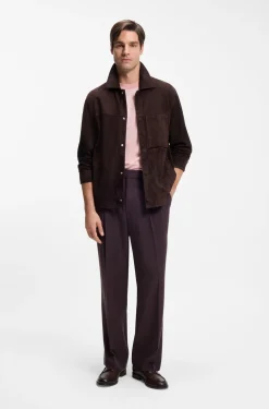 Jacke aus Veloursleder mit Druckknopfverschluss