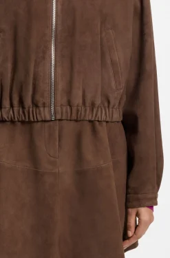 Jacke aus Veloursleder mit gerafftem Saum