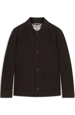 Jacke aus Wildleder mit Knopfleiste und kariertem Futter