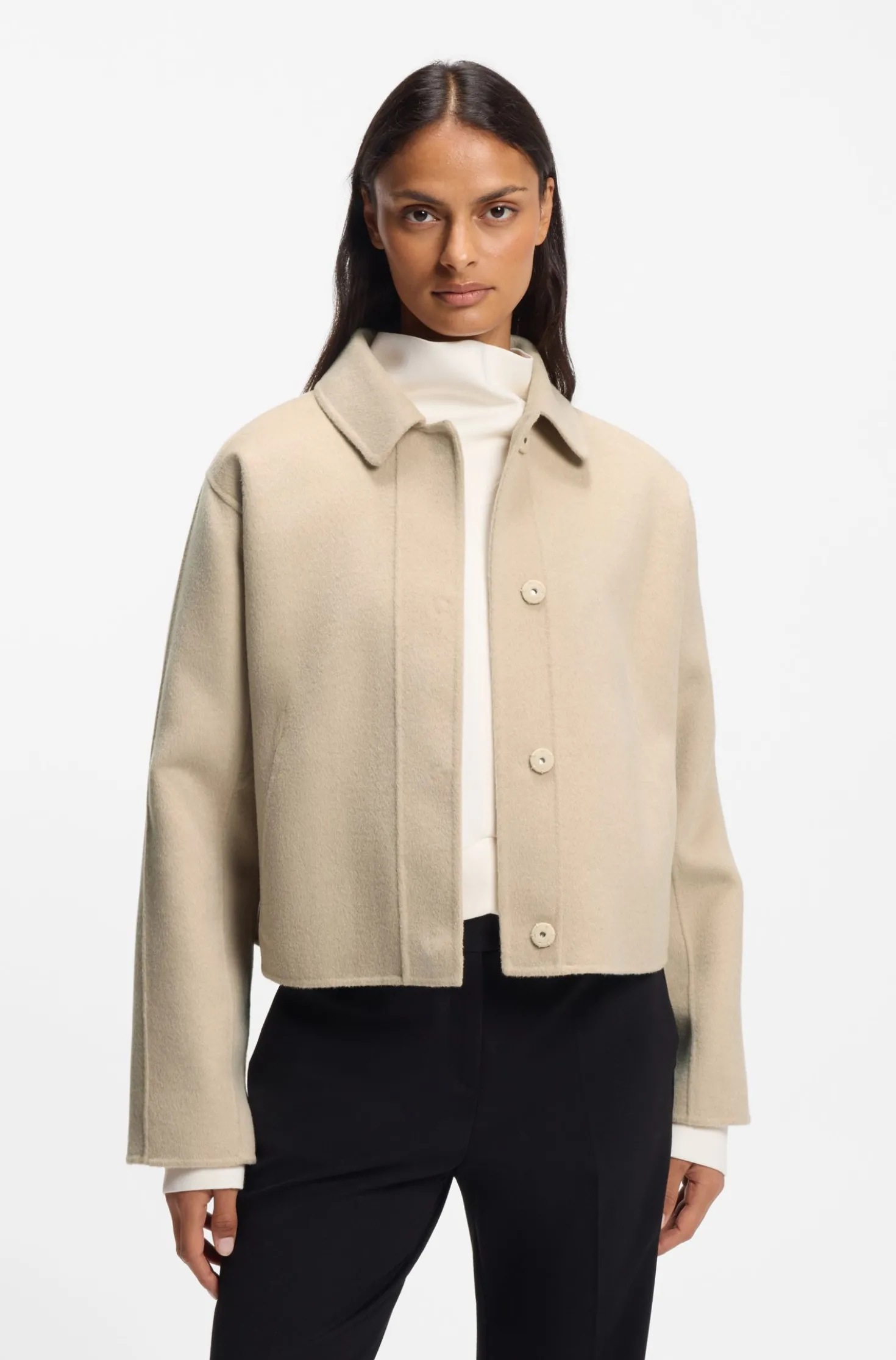 Jacke aus Woll-Mix mit verdecktem Verschluss