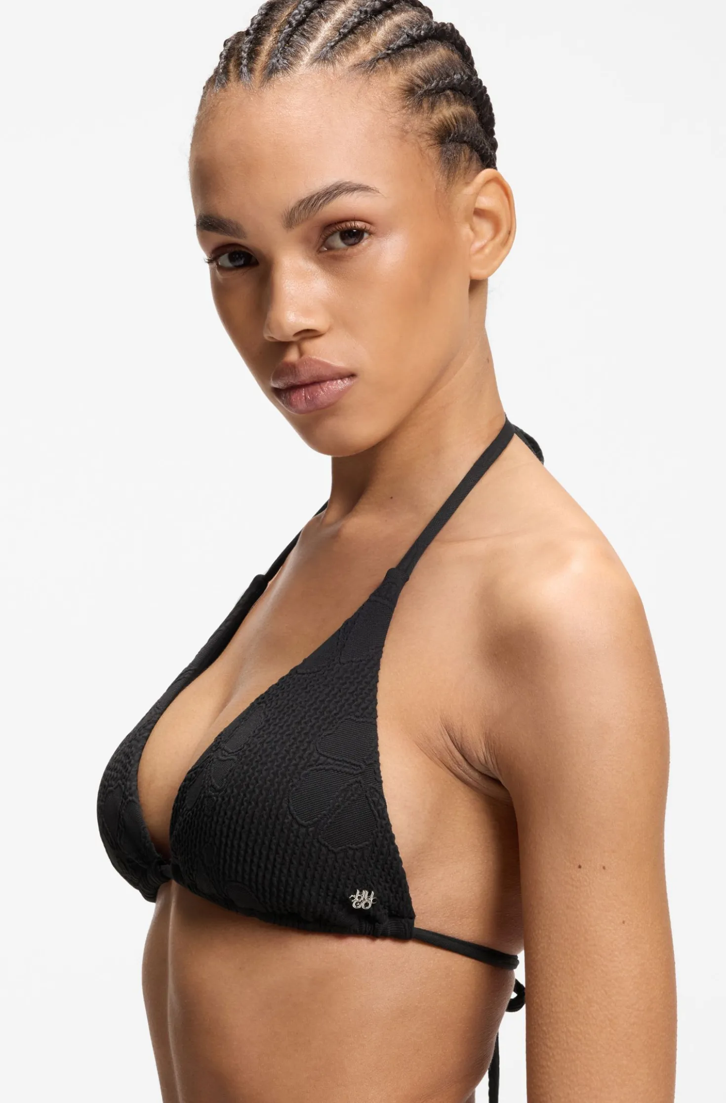 Jacquard-Bikinitop mit Stacked-Logo-Anhänger
