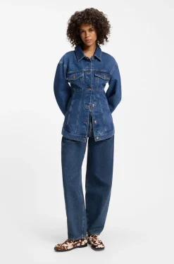 Jeans aus blauem japanischem Denim mit Barrel-Passform
