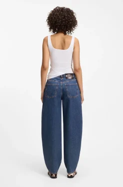 Jeans aus blauem japanischem Denim mit Barrel-Passform