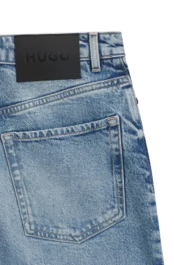 Jeans aus blauem Stretch-Denim mit weitem Beinverlauf