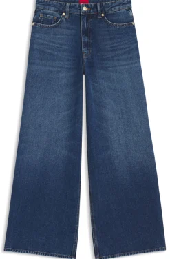 Jeans aus festem blauem Denim mit weitem Beinverlauf