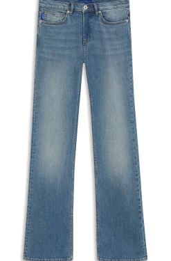 Jeans mit ausgestelltem Bein aus atlantikblauem, komfortablem Stretch-Denim