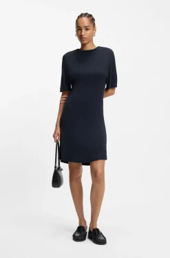 Jersey-Kleid mit Drapierung hinten