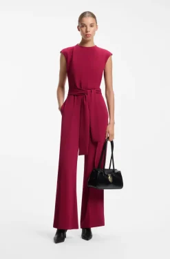 Jumpsuit aus Krepp mit Gürtel