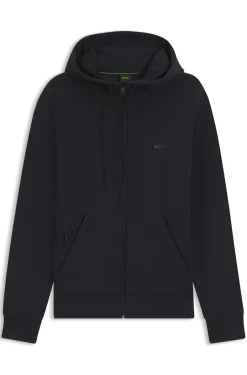 Kapuzenjacke aus Stretch-Baumwolle mit Reißverschluss und Logo-Print