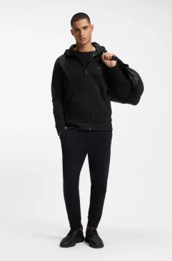 Kapuzenjacke aus Stretch-Baumwolle mit Reißverschluss und Logo-Print
