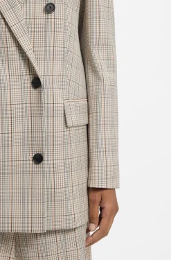 Karierter Regular-Fit Blazer aus elastischem Woll-Mix