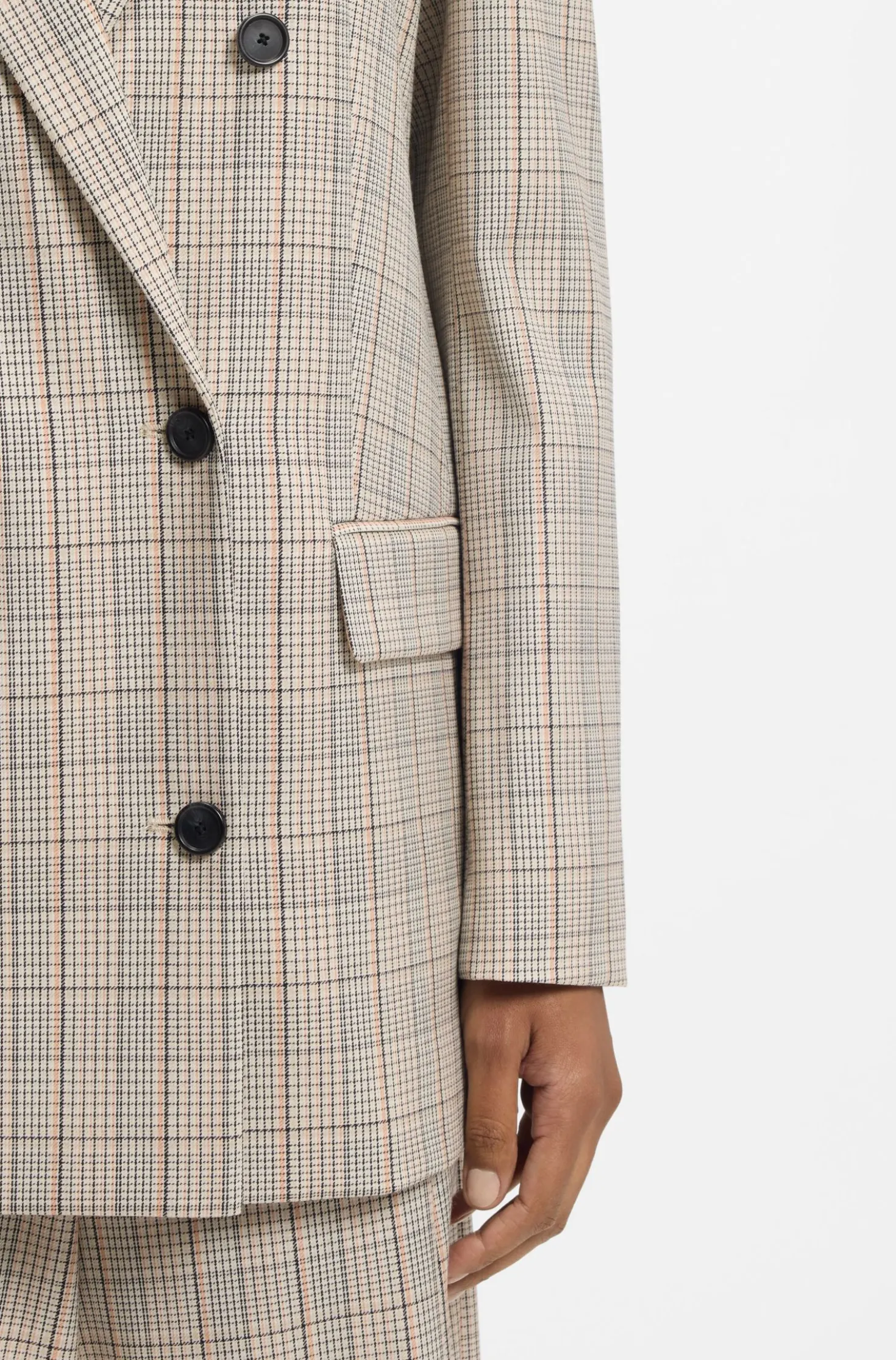 Karierter Regular-Fit Blazer aus elastischem Woll-Mix