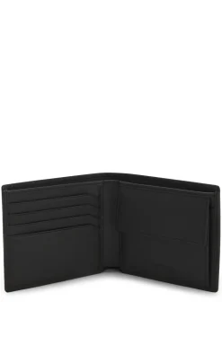 Klappbare Geldbörse aus Leder mit rotem Logo