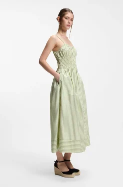 Kleid aus Baumwoll-Popeline mit vertikalen Streifen