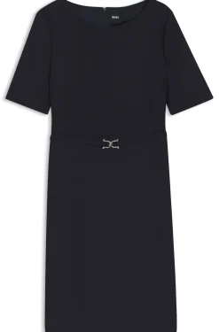 Kleid aus Schurwolle mit Metall-Detail am Gürtel