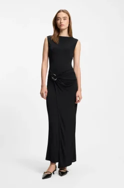 Kleid in Wickel-Optik mit Schließe