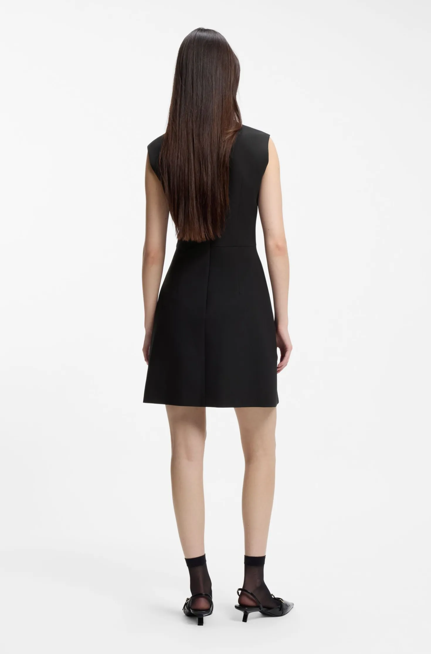 Kleid mit Cap-Ärmeln und Schlüsselloch-Ausschnitt mit Hardware-Besatz