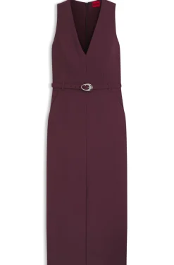 Kleid mit V-Ausschnitt und Schließe