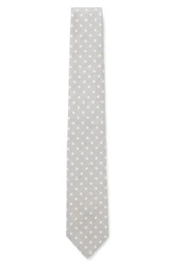 Krawatte aus Seiden-Leinen-Jacquard mit Punkte-Muster
