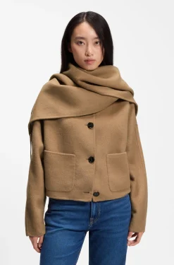 Kurze Oversized-Fit Jacke mit abnehmbarem Schal