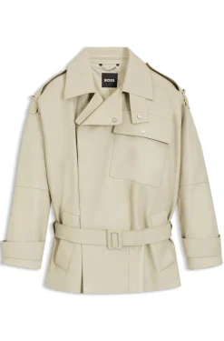 Kurzer Relaxed-Fit Trenchcoat aus Leder