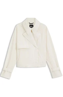 Kurzer Trenchcoat aus angerautem Krepp