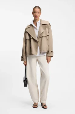 Kurze Trench-Jacke aus Baumwolle und Leinen