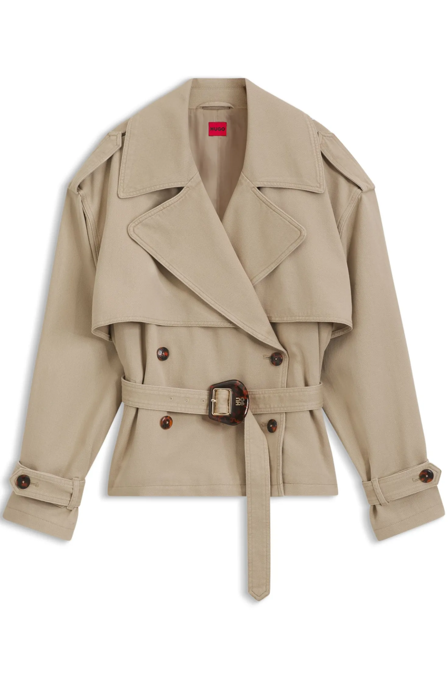 Kurze Trench-Jacke aus Baumwolle und Leinen