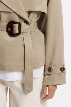 Kurze Trench-Jacke aus Baumwolle und Leinen