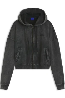 Kurz geschnittener Relaxed-Fit Hoodie mit gewaschenem Box-Logo