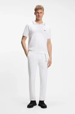 Kurzärmeliger Polo-Pullover aus Baumwolle mit Johnny-Kragen