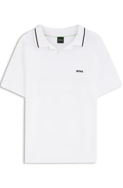 Kurzärmeliger Polo-Pullover aus Baumwolle mit Johnny-Kragen