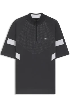 Kurzärmeliger Pullover aus Baumwolle mit Jacquard-Struktur
