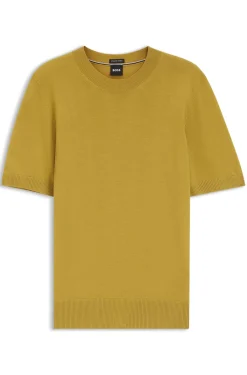 Kurzärmliges Strick-T-Shirt aus Merinowolle