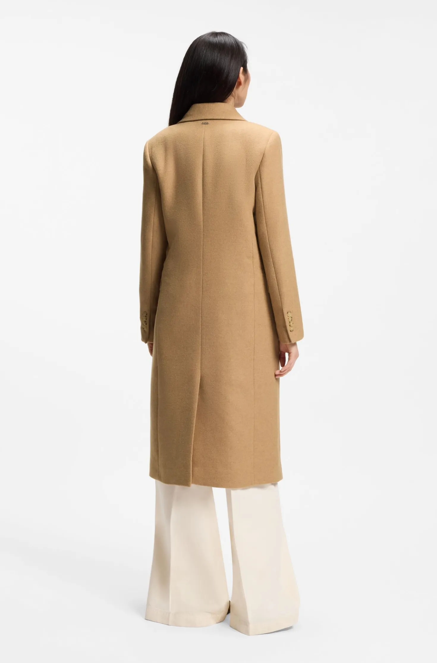 Langer Twill-Mantel mit zweireihiger Knopfleiste