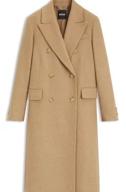 Langer Twill-Mantel mit zweireihiger Knopfleiste