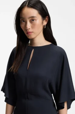Langes Business-Kleid aus Stretch-Krepp