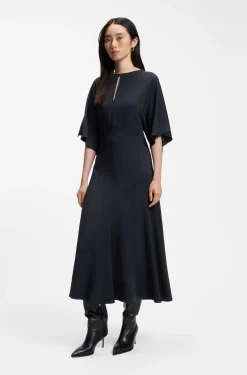 Langes Business-Kleid aus Stretch-Krepp