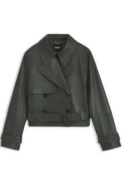 Lederjacke im Trenchcoat-Stil