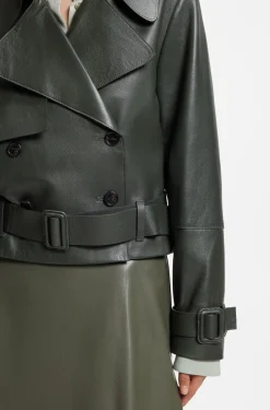 Lederjacke im Trenchcoat-Stil