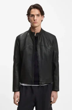 Lederjacke mit Paspeln