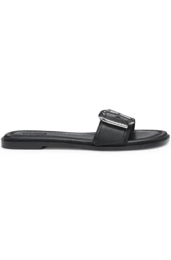 Lederslipper mit Logo-Schließe