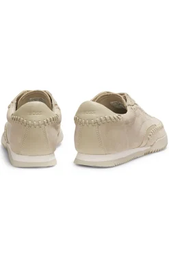 Ledersneakers aus Veloursleder mit Peitschennaht