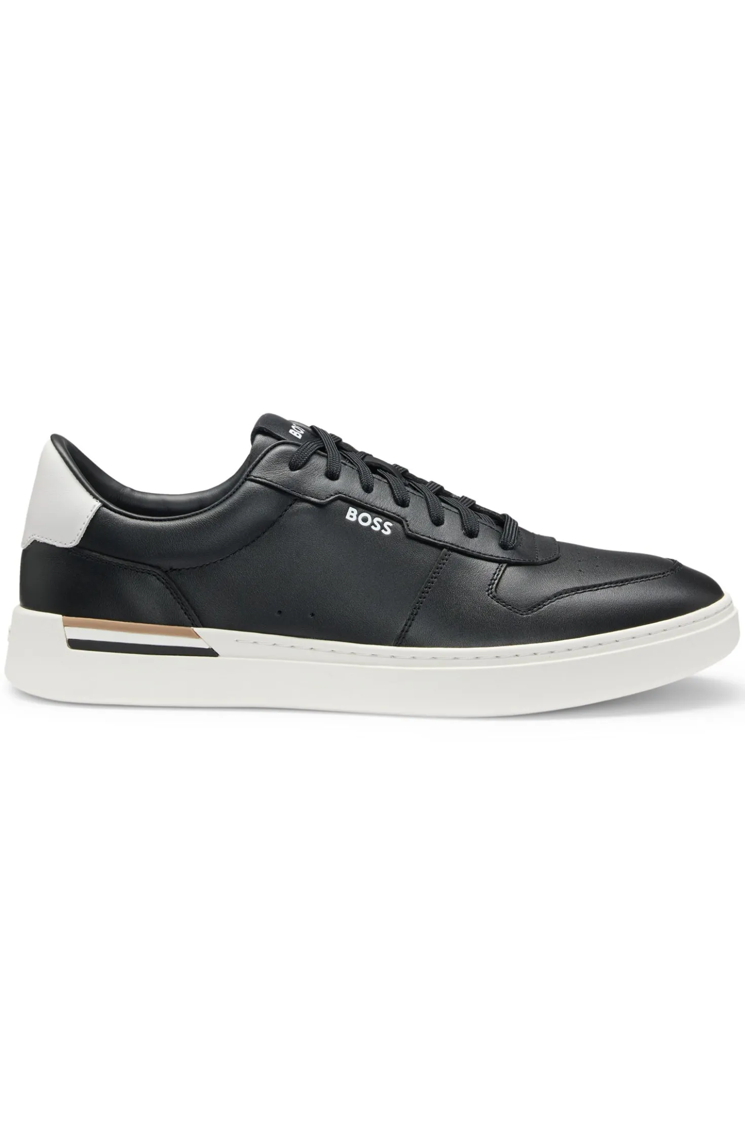 Ledersneakers mit kontrastfarbenen Logos